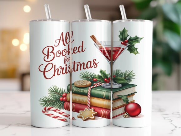 All Booked for Christmas Tumbler Wrap