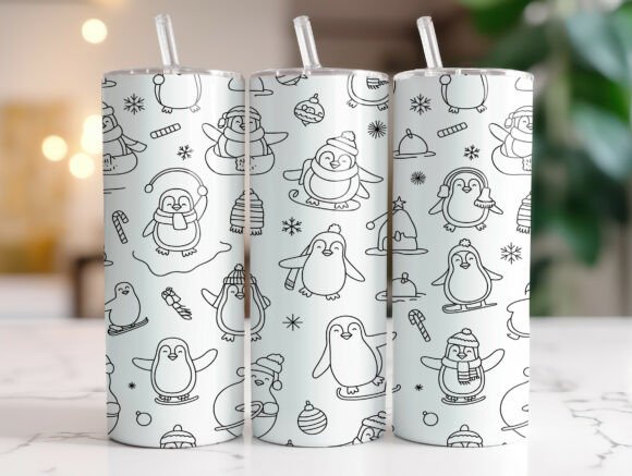 Black White Penguin Winter Tumbler