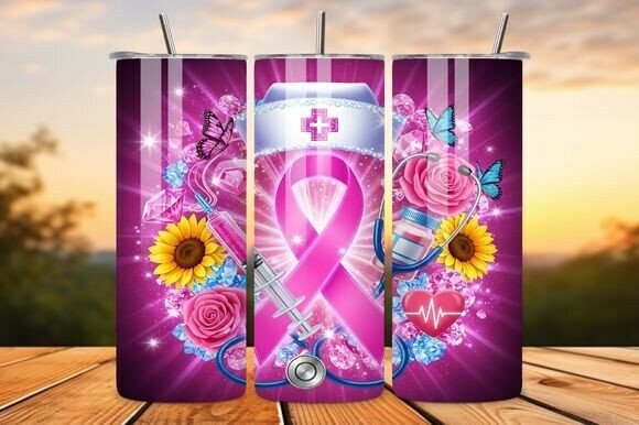 Breast Cancer Pink Ribbon Nurse Tumbler Design Review