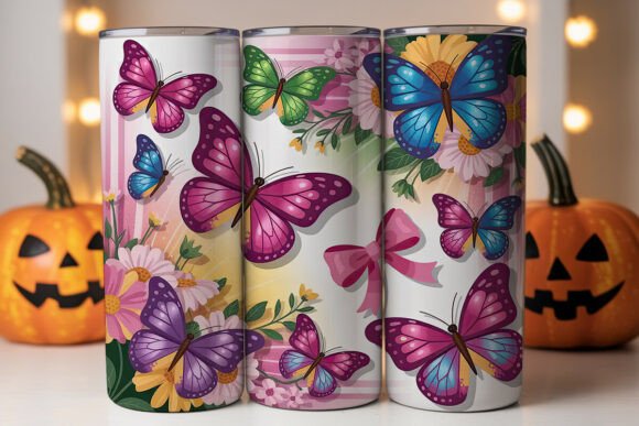 Colorful Butterfly Garden Tumbler Wrap Design Review