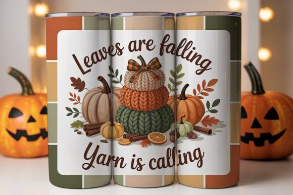 Cozy Knit Pumpkins Tumbler Wrap