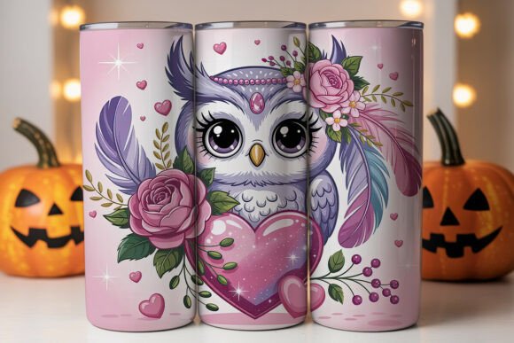 Cute Owl Tumbler Wrap PNG