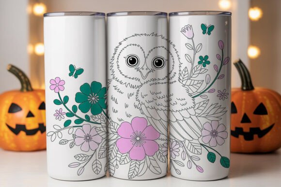Cute Owl with Flowers Tumbler Wrap Design Review
