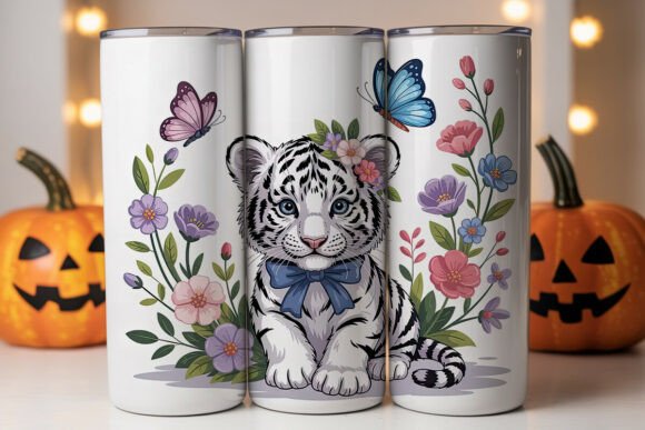 Cute White Tiger Cub 20oz Tumbler Wrap