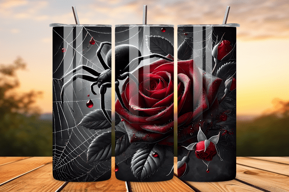Dark Spider Roses Gothic Tumbler Wrap