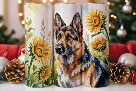 German Shepherd Sunflower 20oz Tumbler