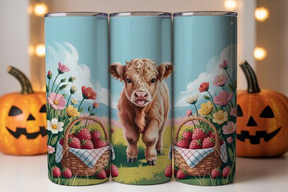 Highland Cow Strawberries Tumbler Wrap Design Review