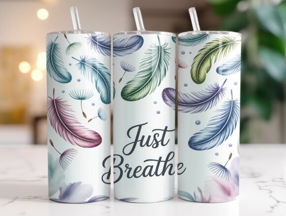 Just Breathe Dandelion Tumbler Wrap PNG