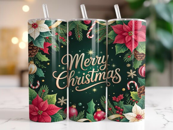 Merry Christmas Tumbler Wrap Design