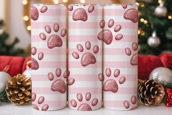 Pink Glitter Paw Print Tumbler Wrap Design Review