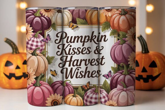 Pink Pumpkin Kisses Tumbler Wrap