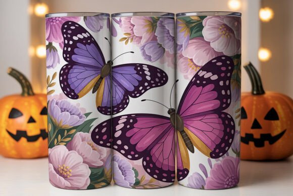 Purple Butterfly Floral Tumbler Wrap Design Review