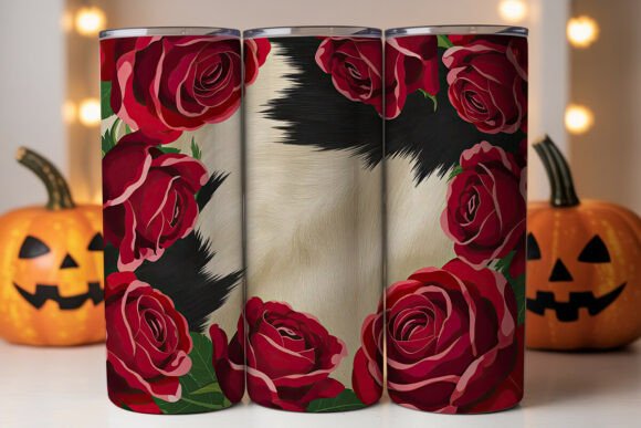 Red Roses Cowhide Tumbler Wrap