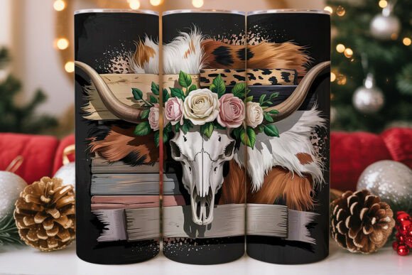 Rustic Cow Skull Tumbler Wrap