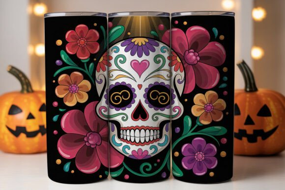Sugar Skull Floral Tumbler Wrap